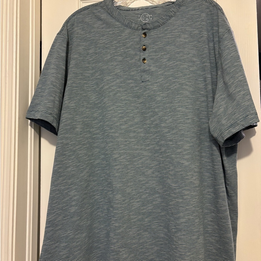 Casual Blue Striped Henley
